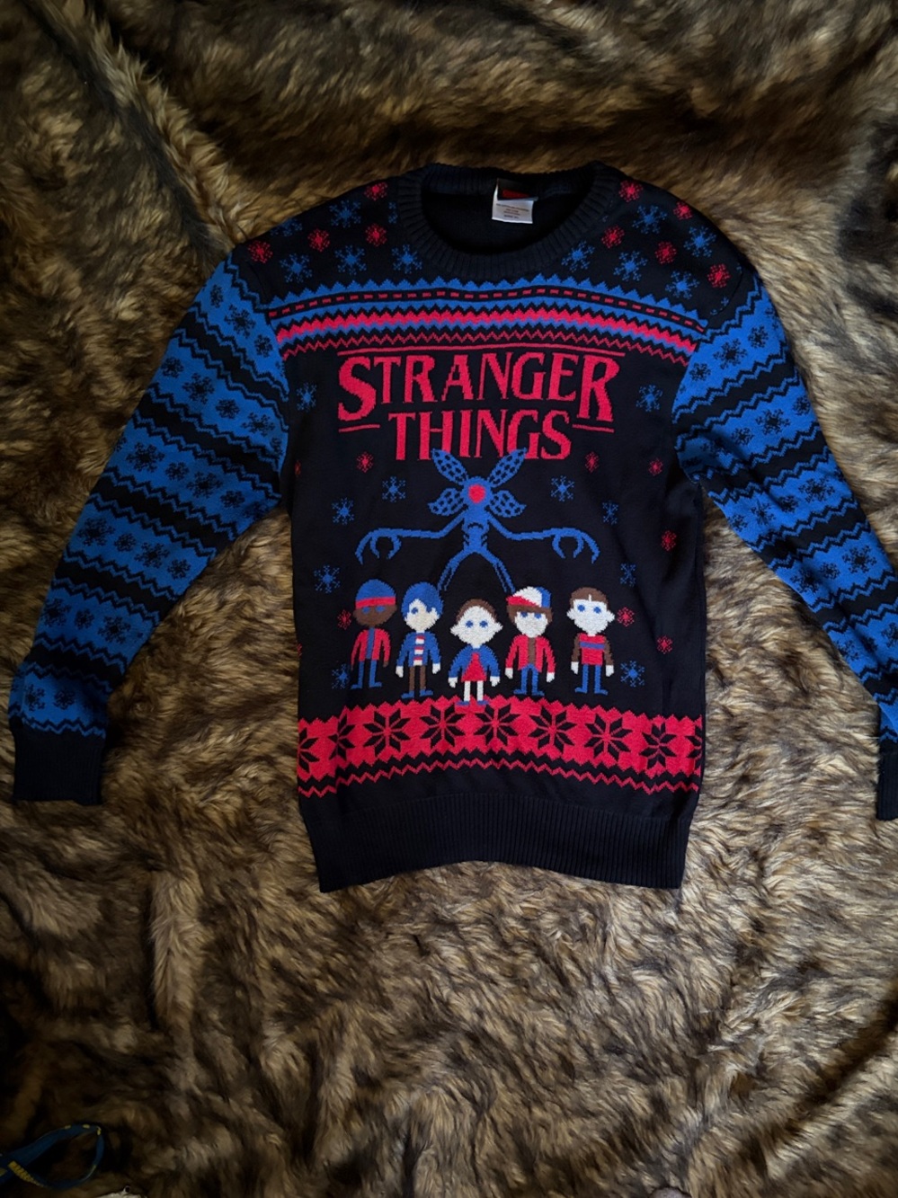 Stranger Things Demogorgan Black Sweater Mens XL Holiday Ugly Christmas